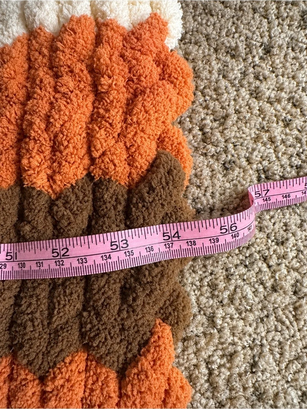 Handmade Chunky Knit Pumpkin Throw Blanket with Plush Pumpkin Pillow
